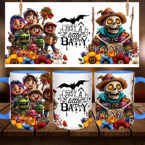 Halloween Mug Wrap: Batty Skeleton Design (Digital Download)