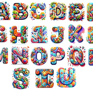 Alfabeto colorido A-Z, letras png, alfabeto png, descarga instantánea para uso comercial, 12x12" Alta resolución, uso comercial