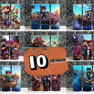 10 Bundle cartoon Tumbler Wrap, , Winter Sublimate 20oz Skinny Tumblers, Commercial Use, TumblerWraps, minecraft tumber png, DigitalDownload