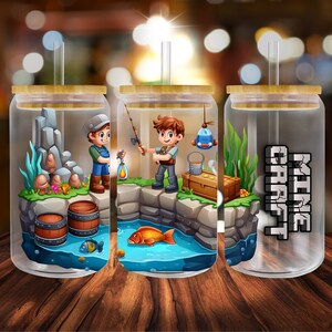 Cartoon, 16oz Glass Can Sublimation Designs |  UV Dtf Cup Wrap| High-Resolution PNG Files | Digital Download for Libbey Glass Cans |