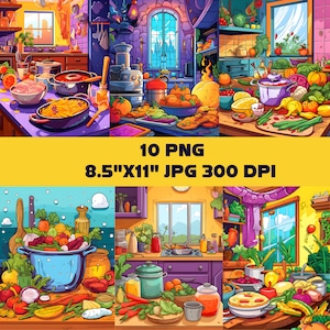 Cooking Digital Paper,Cooking templates printable pictures,digital download,