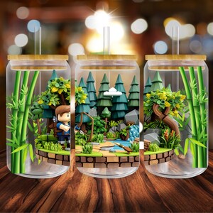 Cartoon-Stil, 16 Unzen Glasdose Sublimationsentwürfe |  UV Dtf Schalenverpackung| Hochauflösende PNG-Dateien |Digitaler Download für Libbey Glasdosen |