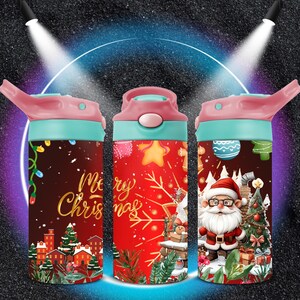 Christmas Kids Sippy Cup Tumbler Wrap: 12oz PNG Design