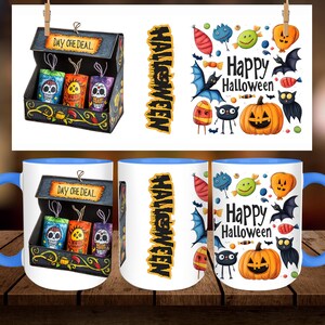 Halloween Mug Wrap Design: 11oz & 15oz Mug Template (Digital Download)