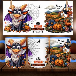 Halloween Mug Wrap: 11oz & 15oz Mug Sublimation Design (Digital Download)
