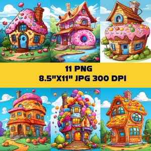 Papiers numériques pour maison en pain, papiers numériques de Noël, conception numérique PNG, 8,5 x 11 po Jpg 300 dpi,