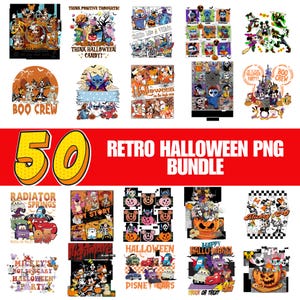 50 Cartoon Halloween Watercolor PNG, Clipart Bundle, Cartoon T-Shirt, Horror PNG, Scary Cute Horror Characters,Commercial Use