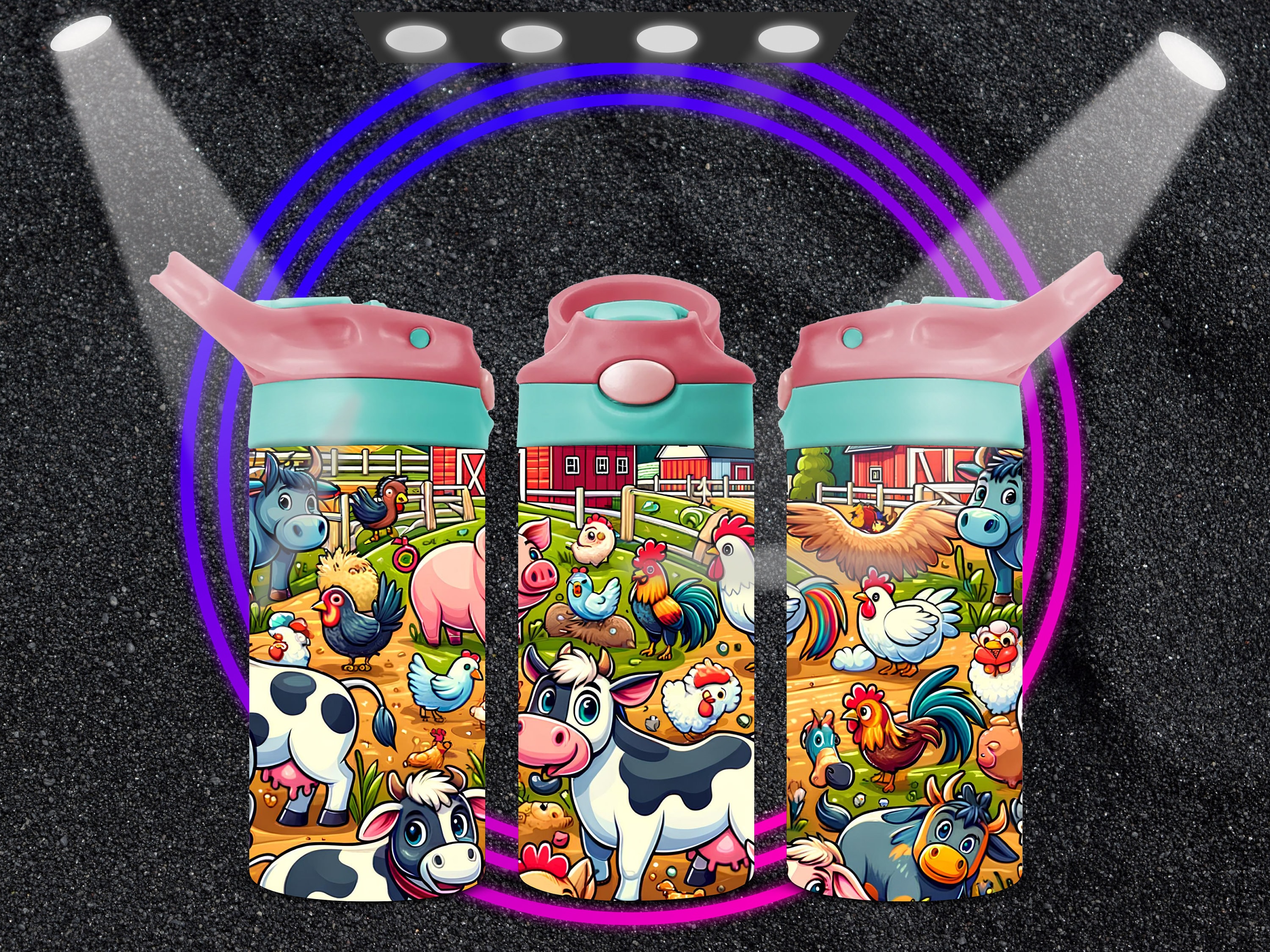 Farm Life Cartoon 12oz Sippy Cup Sublimation Designs Digital Download, 12oz Tumbler Wrap PNG,  Cute Sippy Cup Wrap