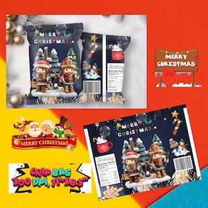 Cartoon Christmas Chip Bag: Printable PNG (8.5x11 inch)