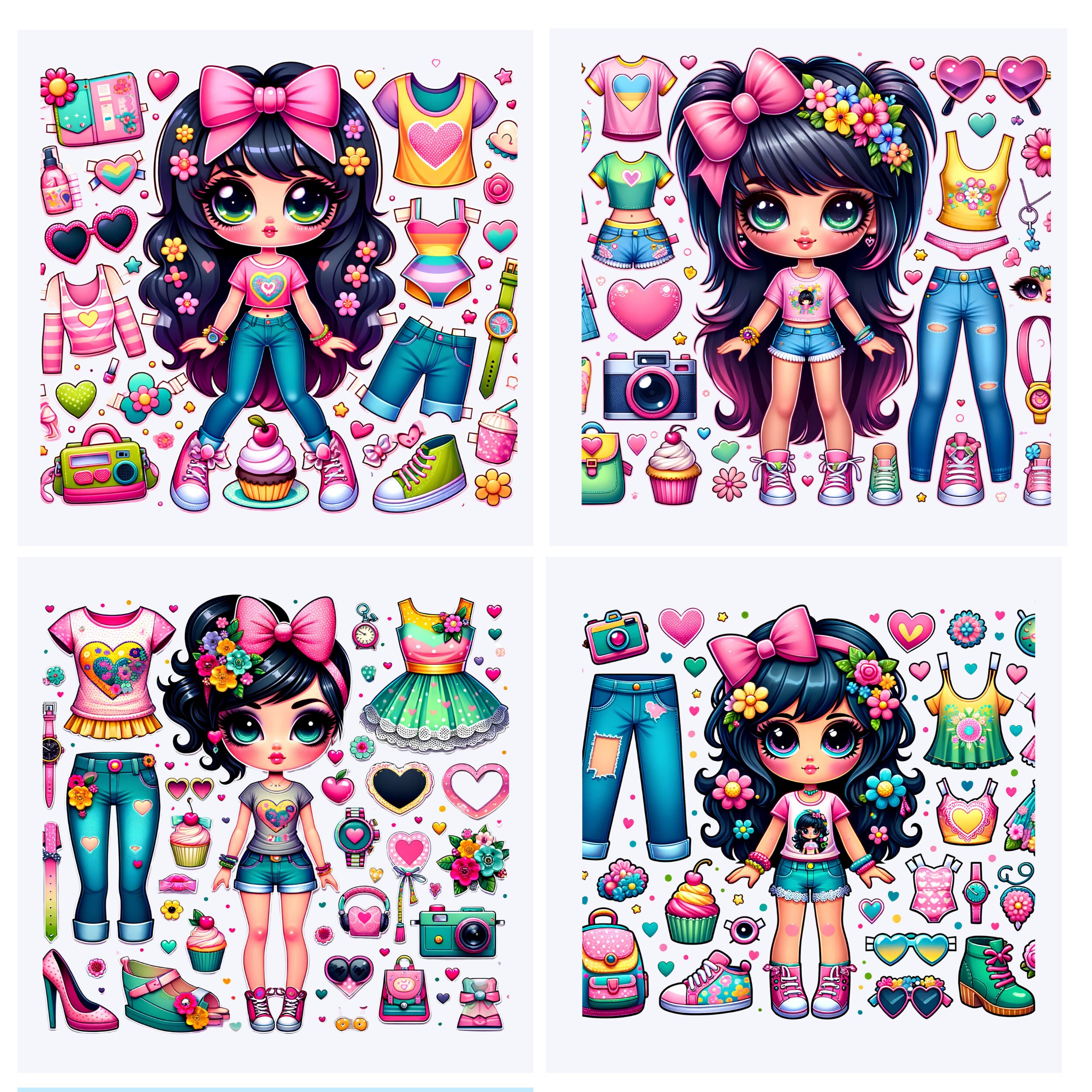 10 Character Stickers Printable Paper Dolls,sheets Fashion,outfit ...