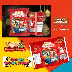 Christmas Chips Bags PNG: Printable Gift Bags (Digital Download)