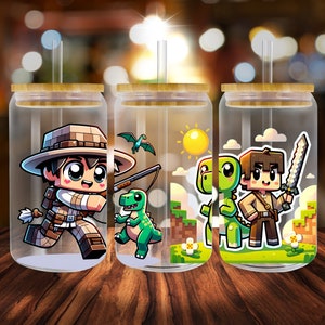 Cartoon ,16oz glass can wrap png, UV Dtf Cup Wrap, PNG Digital Sublimation Design, Instant Download