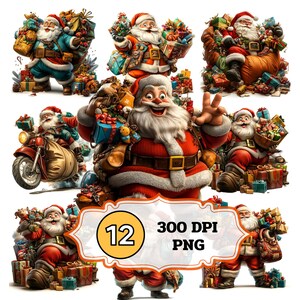 Santa Claus  Clipart ,12 High Quality PNGs, Character cartoon Clipart, Instant Digital Download, Card Making ,Commercial Use