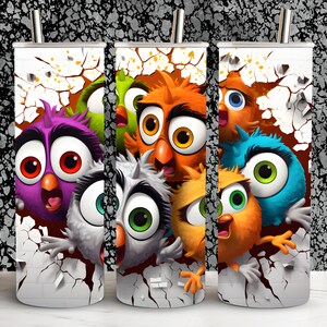Halloween Cartoon Owls Tumbler Wrap: 20oz Skinny Tumbler Design (Digital Download)
