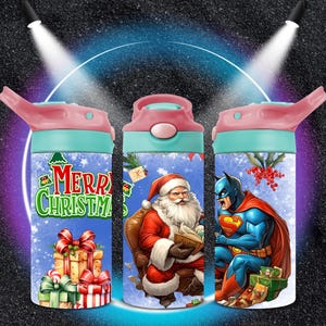 Christmas Cartoon Sippy Cup: 12oz Tumbler Wrap PNG (Digital Download)