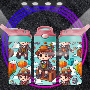 Cartoon 12oz Sippy Cup Sublimation Designs Digital Download, 12oz Tumbler Wrap PNG, Cute Sippy Cup Wrap, Kids Water Bottle