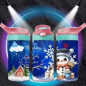 Kids Christmas Tumbler Wrap: 12oz Sippy Cup Sublimation Design (PNG)