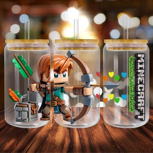 Cartoon-Stil, 16 Unzen Glasdose Sublimationsentwürfe |  UV Dtf Schalenverpackung| Hochauflösende PNG-Dateien |Digitaler Download für Libbey Glasdosen |