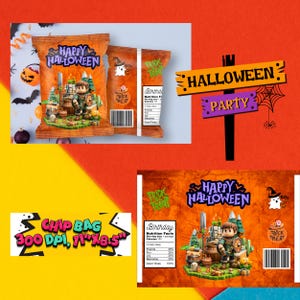 Cartoon Chip Bag, Chip Bag, Halloween Chips Bags, birthday Chips Bags Template,Printable Chips Bags,Editable Template, Instant Download