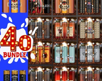 40 Alcoholic Drinks, 20oz Tumbler Wrap Bundle, Ultimate Tumbler Wrap Bundle, design bundle for tumbler sublimation, 20oz Skinny Tumbler.