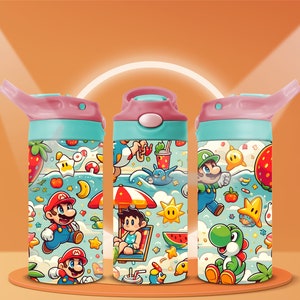 Cartoon Summer Sippy Cup 12oz Tumbler Wrap PNG (Digital Download)