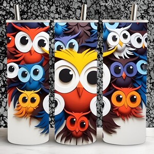 Halloween Cartoon Owls Tumbler Wrap: 20 oz Skinny Tumbler Design (Digital Download)