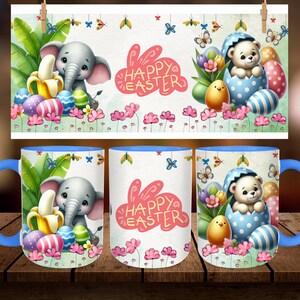 Easter Cartoon Cup Mug Wrap, Digital designs for Mugs, 11oz And 15oz Mug Template, Mug Sublimation Design,Instant Digital Download PNG,