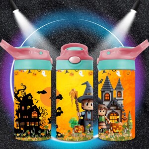 Halloween Kids Sippy Cup Tumbler Wrap: 12oz Sublimation Design (PNG)