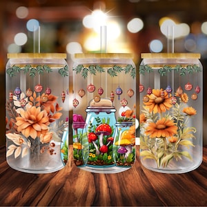 Fall Pumpkin Spice Latte Glass Can Tumbler Sublimation Design (PNG)