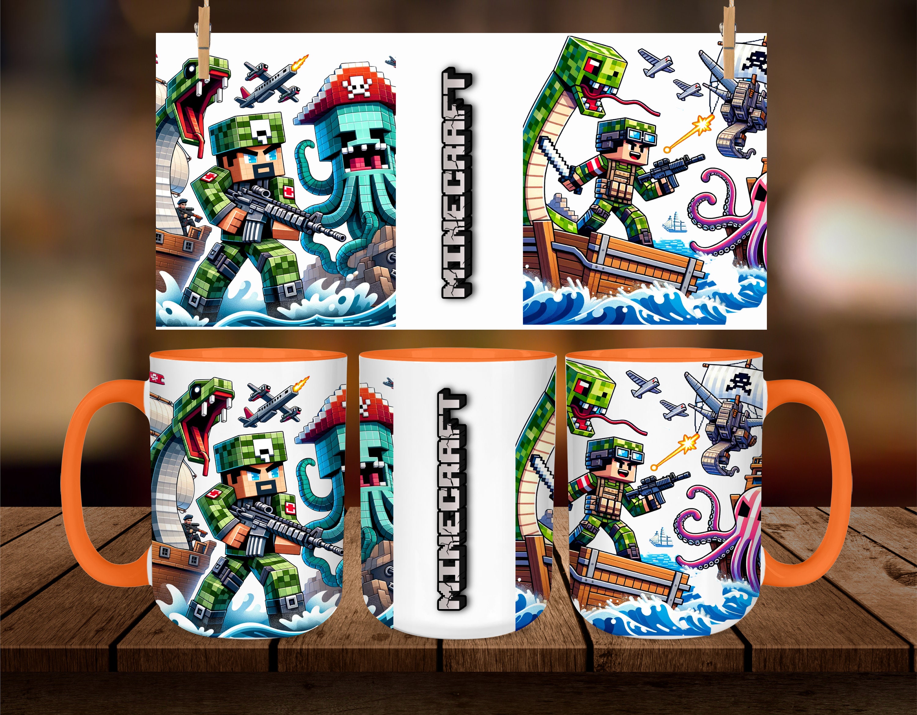 Minecraft Mug Texture Minecraft Coffee Mug Sublimation Designs, PNG Digital Download, 11oz ...