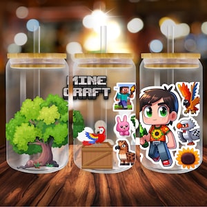 Cartoon,16oz glass can wrap png, UV Dtf Cup Wrap, PNG Digital Sublimation Design, Instant Download