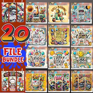 20 Cartoon Best Seller, 20oz Tumbler Wrap Bundle, Ultimate Tumbler Wrap Bundle, design bundle for tumbler sublimation, 20oz Skinny Tumbler.