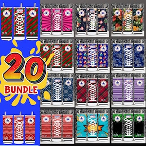 20 Sneaker tumbler Bundle ,kicks tumbler wrap, 20 oz Skinny Tumbler Sublimation Design, shoes tumbler wrap PNG,20oz Tumbler Design