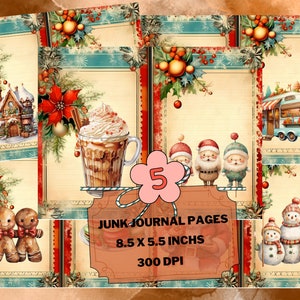 Whimsical Christmas Junk Journal Pages: Vintage Ephemera (Digital Download)