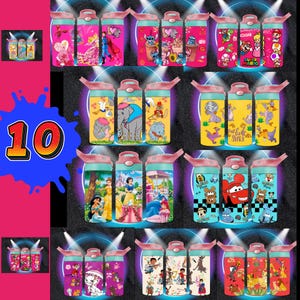 Cartoon Kids Tumbler Wraps: 12oz Sippy Cup PNG Bundle (Digital Download)
