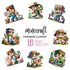 Farmers Cartoon Clipart ,10 High Quality PNGs, Character cartoon Clipart, Instant Digital Download, Card Making,Commercial Use