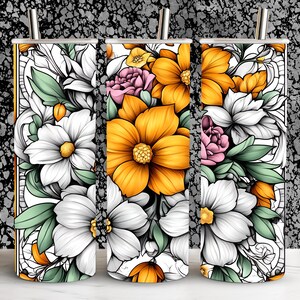 Floral 20oz Tumbler Wrap Design: Customizable Sublimation (Digital Download)