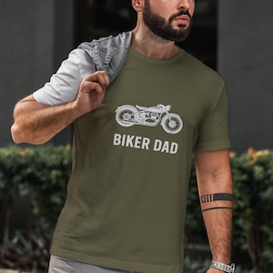 Biker Dad Motorcycle Ago T-Shirt - MotoBearZ Unisex Biker T-Shirt - Premium 100% Cotton Biker T-Shirt – Motorcycle Rider Tee - Gift for Dad
