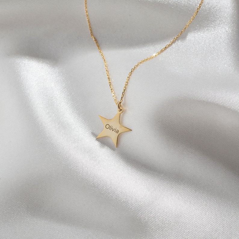 Personalized Star Name Necklace, Custom Name Necklace, Tiny Star Necklace, Personalized Gift for Her, Mother Day Gift, Multiple Color image 4