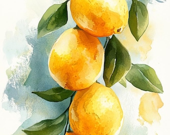 Amalfi Lemon Printable Wall Art – Italian Coastal Digital Download, Mediterranean Summer Decor, Instant Art Print