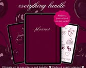 Cherry Red Digital Planner Bundle for GoodNotes | Aesthetic Planner, Journal and Stickers | iPad Digital Planning Set