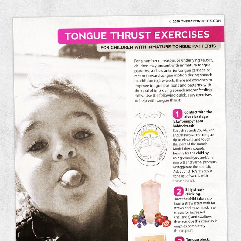 Tongue Thrust Exercises for Children With Immature Tongue Etsy