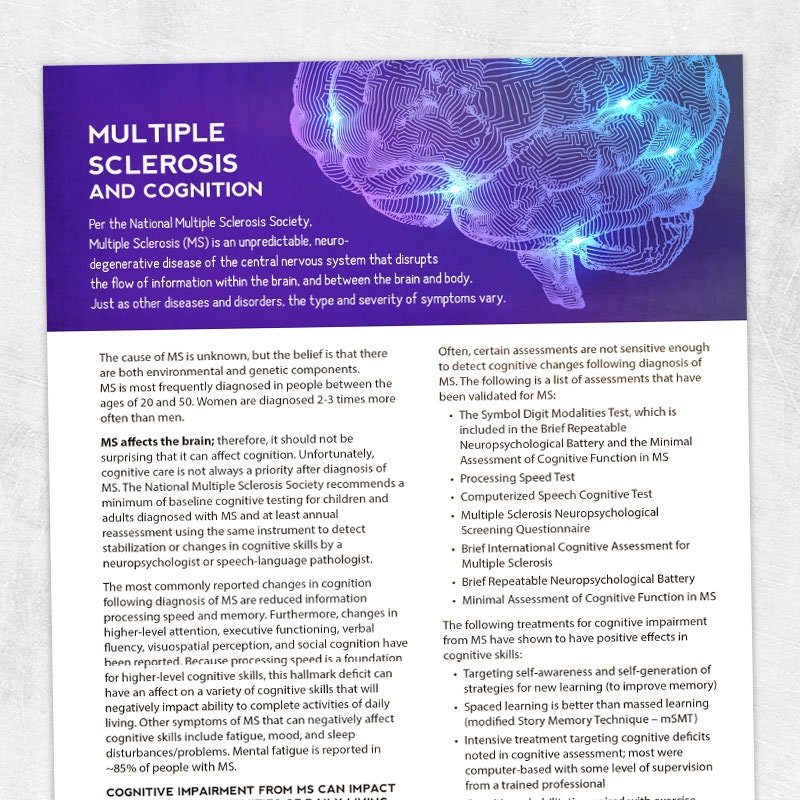 Printable Resource Multiple Sclerosis and Cognition Etsy