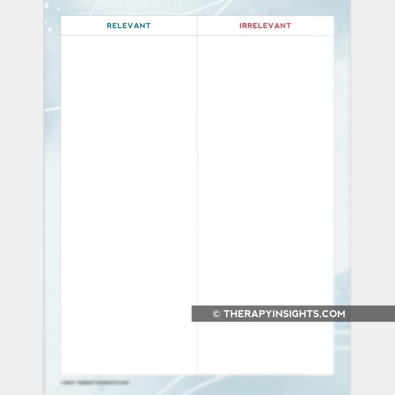 Printable Resource Identifying Relevant Vs. Irrelevant Information an Attention Activity Etsy