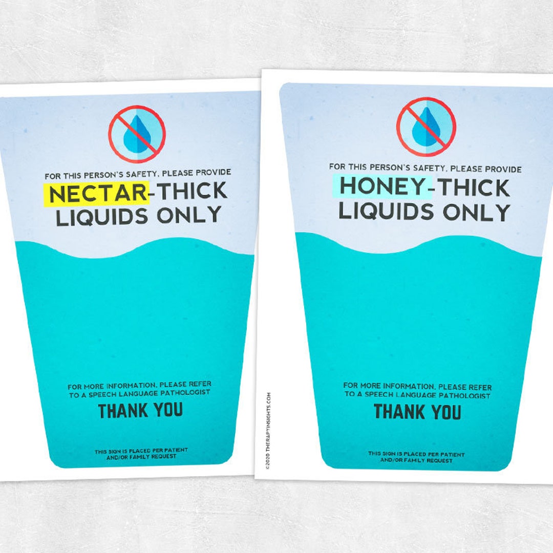 Printable Resource Thickened Liquids Signs Nectar, Honey, and Pudding Thick Etsy