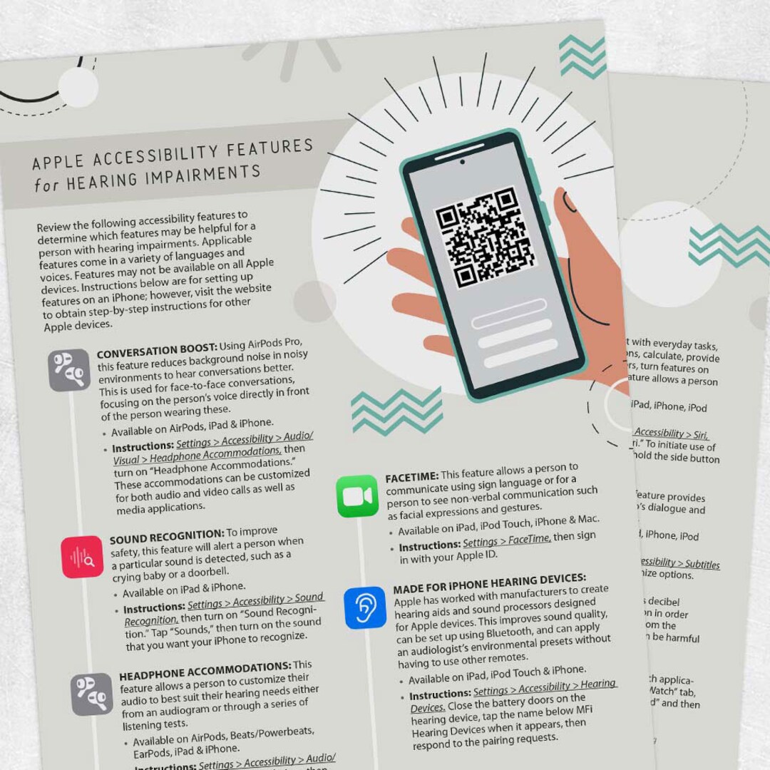 Printable Resource Apple Accessibility Features for Hearing Etsy