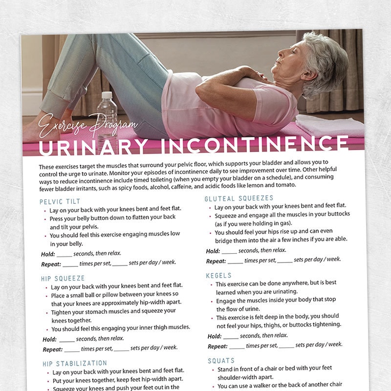 Printable Resource Urinary Incontinence Exercise Program - Etsy