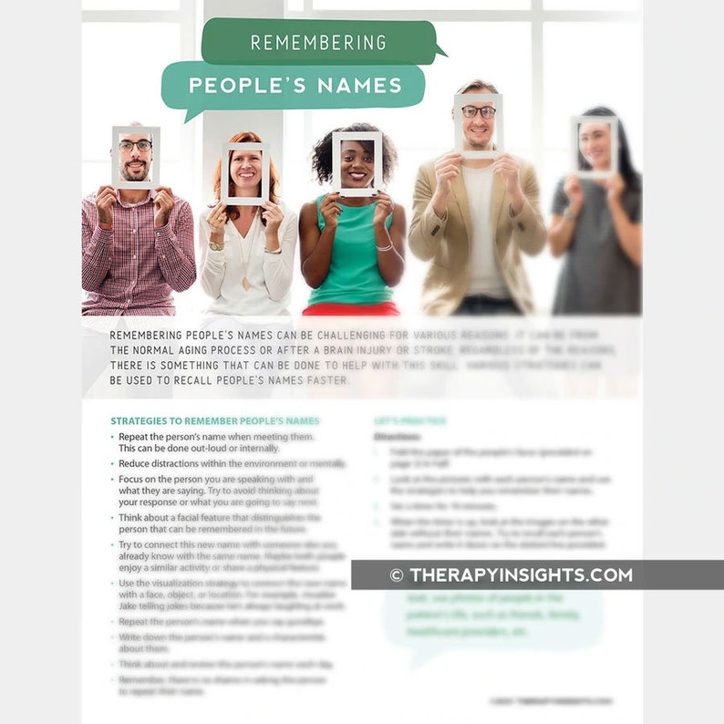 Printable Resource Remembering Peoples Names - Etsy