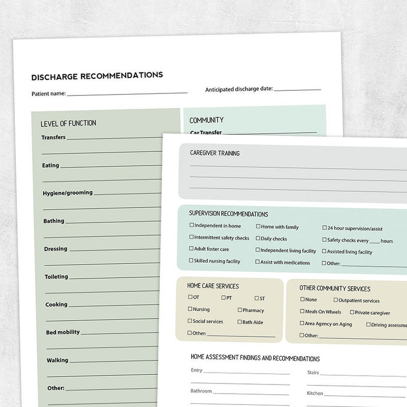 Printable Resource OT Discharge Form Etsy