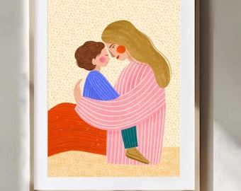 mum love motherhood art print mama son daughter poster woman illustration kids room art